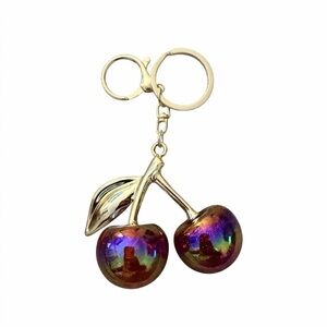 Iridescent Cherry Keychain - Gold Hardware